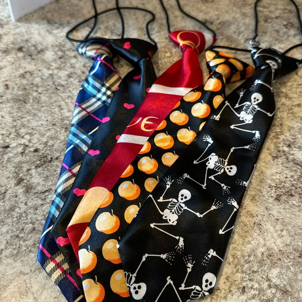 NWOT 5 10” unisex ties set of 5 Attached elastic cord goes under the collar.